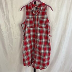 Universal Thread Red Plaid Sleeveless Shirt Dress